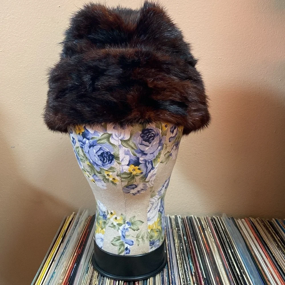 Vintage 50’s 60’s Brown Mink Fur Arctic Hat - Picture 8 of 15